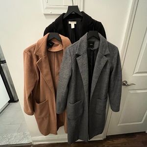 BUNDLE of Black, Grey and Camel Long Coats
